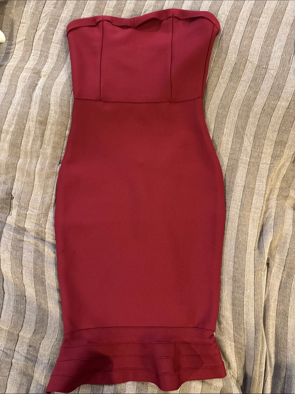 Strapless Burgundy Bodycon Dress